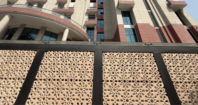 GRC cladding panels used in commercial architecture project