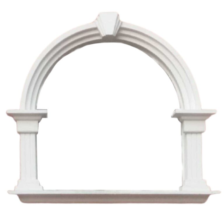 White GRC Arch with intricate detailing for villa exterior